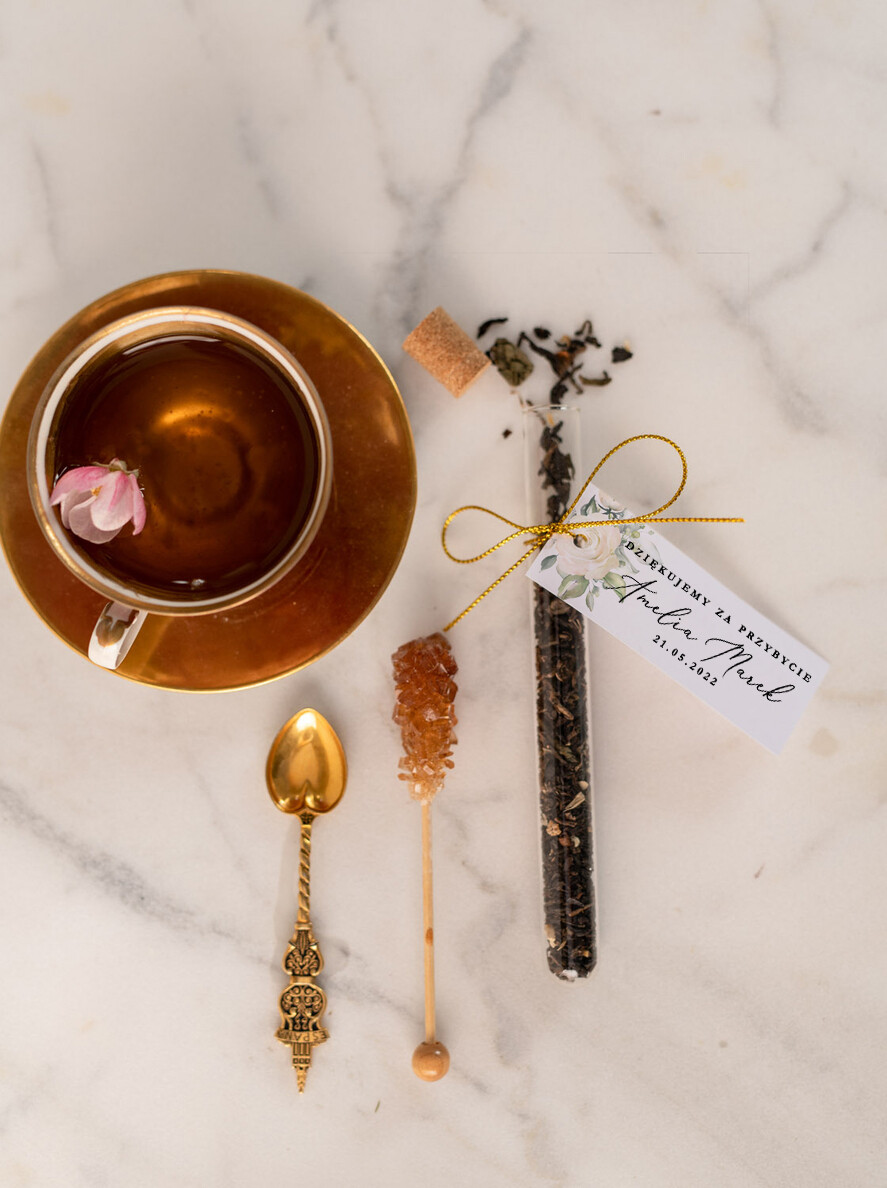 Podziękowania dla Gości Weselnych Fiolki prezenciki dla gości weselnych zawierające herbatę lub kawę   0