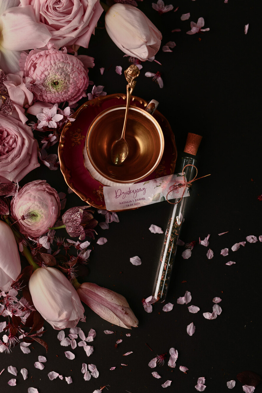 Podziękowania dla Gości Weselnych Fiolki pamiątki dla gości weselnych pomysłowe podziękowania dla gości herbata ręcznie zdobione fiolki    0