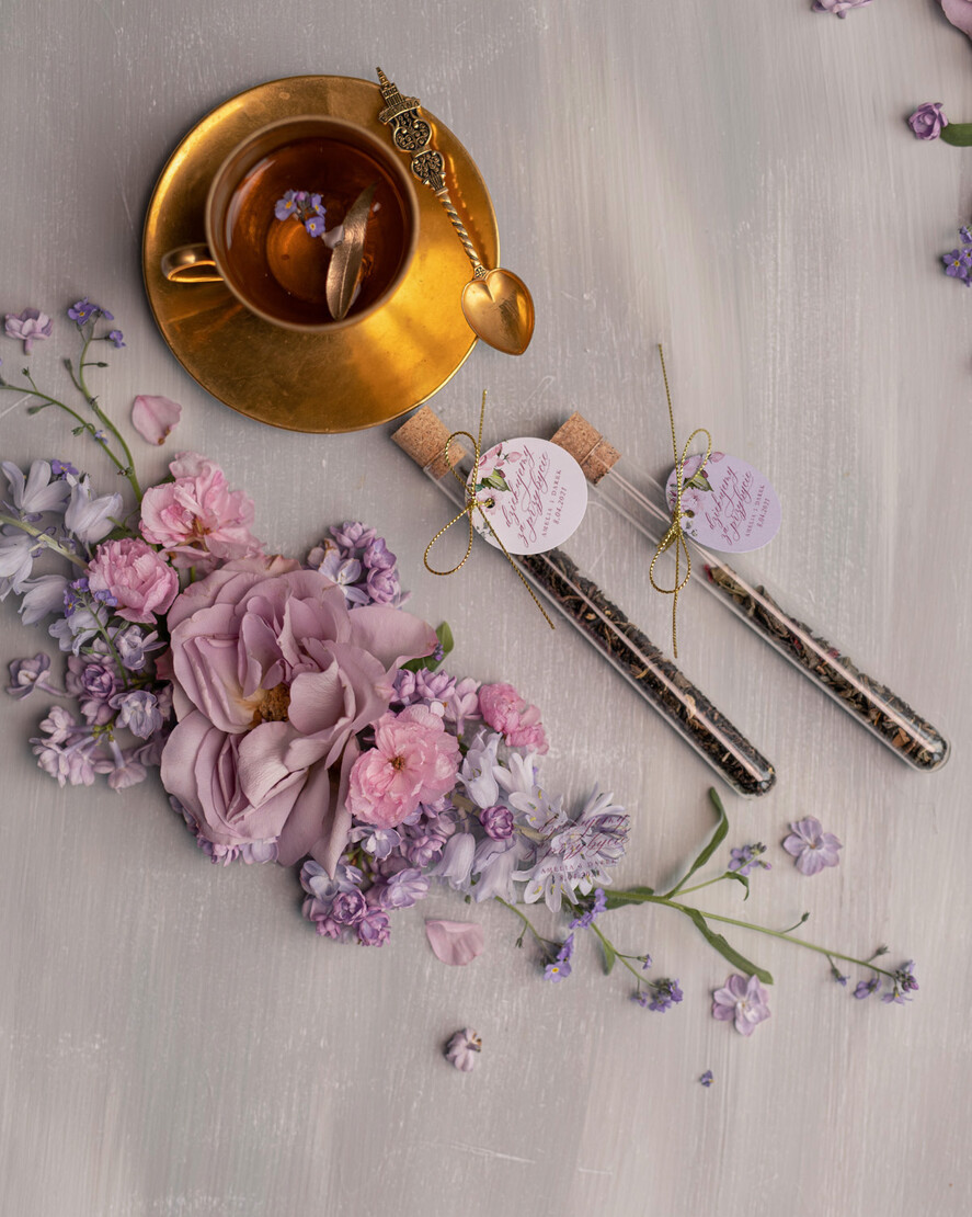 Podziękowania dla Gości Weselnych Fiolki podarunki ślubne dla gości weselnych w formie smakowitej herbaty   0