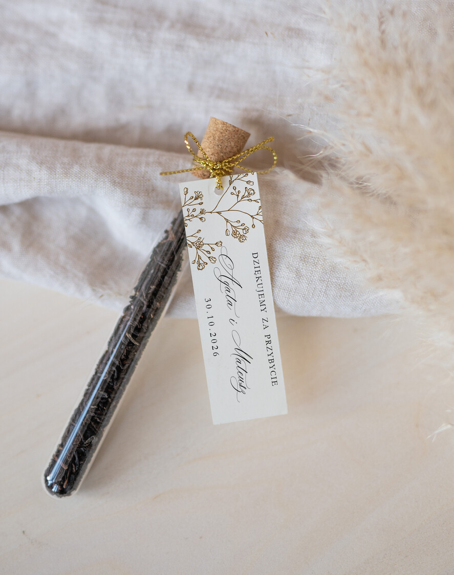 Podziękowania dla Gości Weselnych Fiolki wyjątkowe podziękowanie dla gości weselnych, piękne podziękowania dla gości fiolka z herbata, szklana fiolka z herbatką lub kawą 1