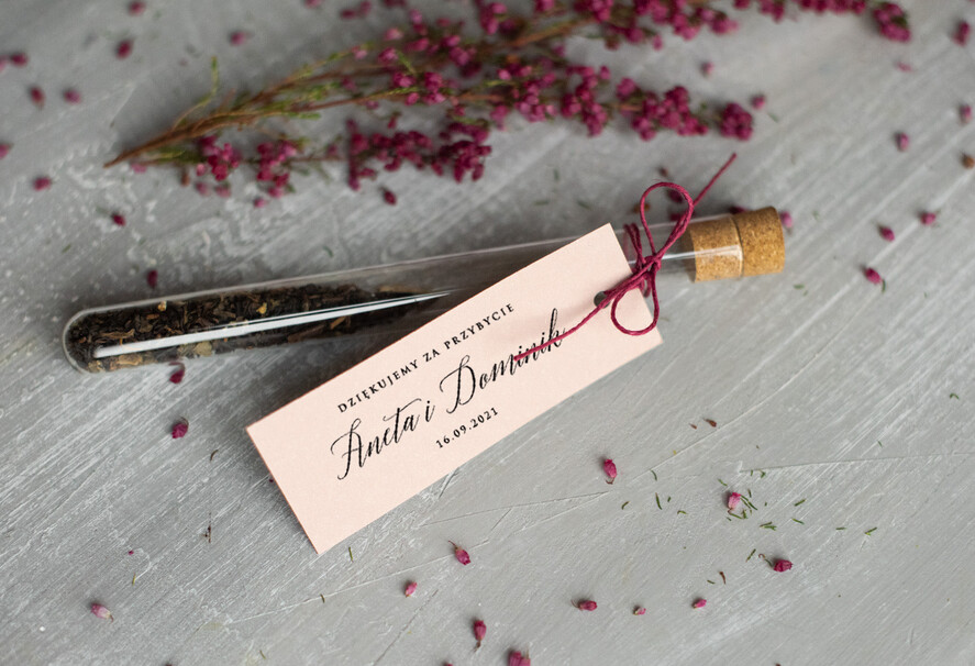 Podziękowania dla Gości Weselnych Fiolki podziękowania dla gości weselnych za przybycie  fiolki na herbatę lub kawe    1