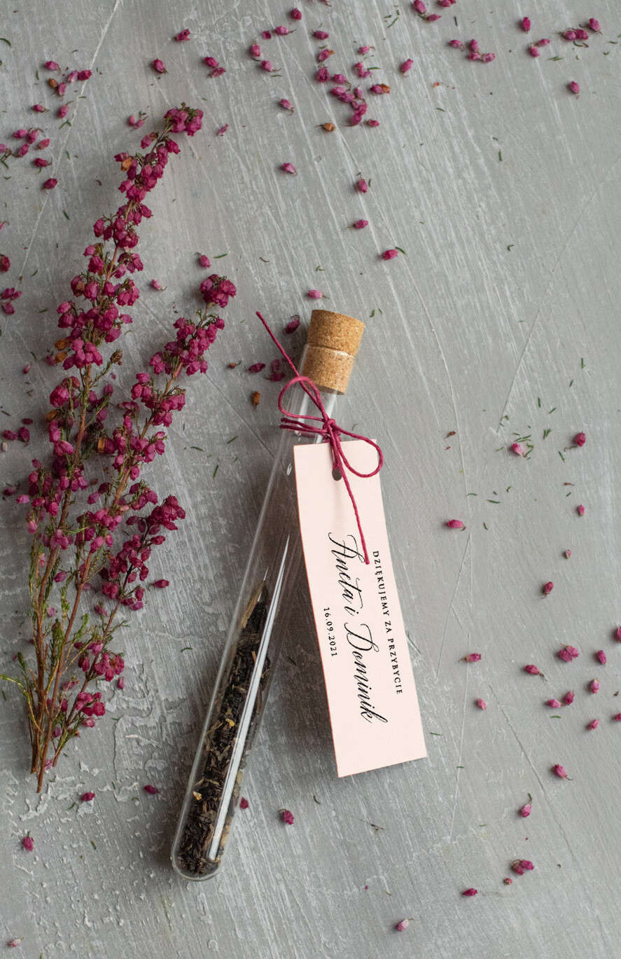 Podziękowania dla Gości Weselnych Fiolki podziękowania dla gości weselnych za przybycie  fiolki na herbatę lub kawe    2