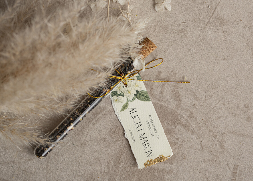 Podziękowania dla Gości Weselnych Fiolki złote podziękowania dla gości, podziękowania dla gości po weselu, piękne podziękowania dla gości herbata, szklana fiolka z herbatką1