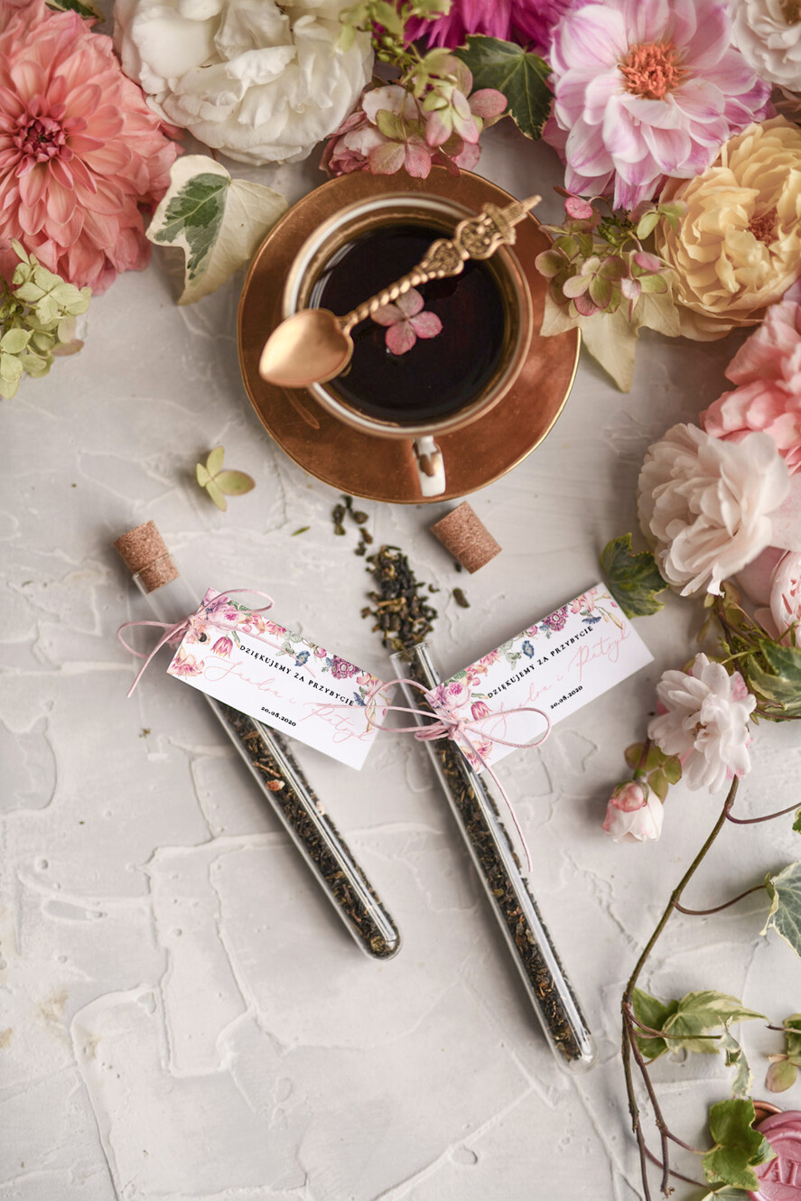 Podziękowania dla Gości Weselnych Fiolki podziękowania dla gości po weselu do wyboru kawa lub herbata   0