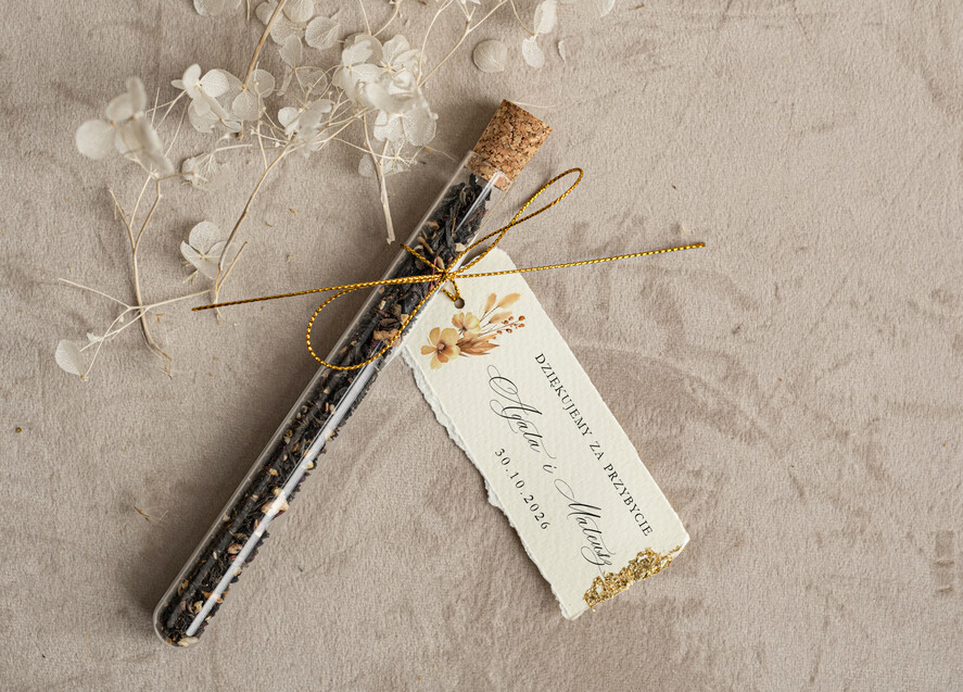 Podziękowania dla Gości Weselnych Fiolki wyjątkowe podziękowanie dla gości weselnych, piękne podziękowania dla gości fiolka z herbata, szklana fiolka z herbatką lub kawą 0