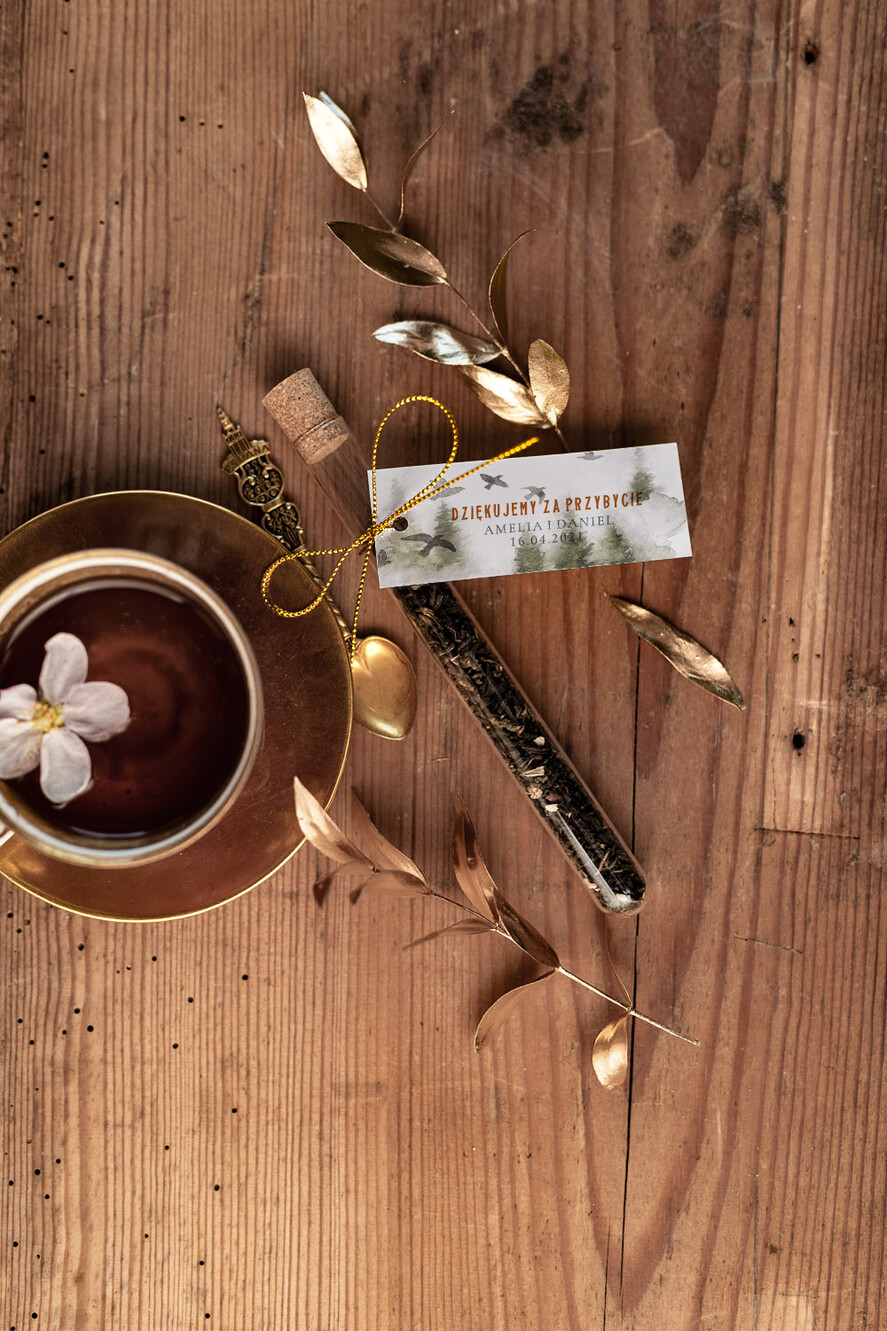 Podziękowania dla Gości Weselnych Fiolki prezenciki podarunki po weselu w formie aromatycznej herbaty   0