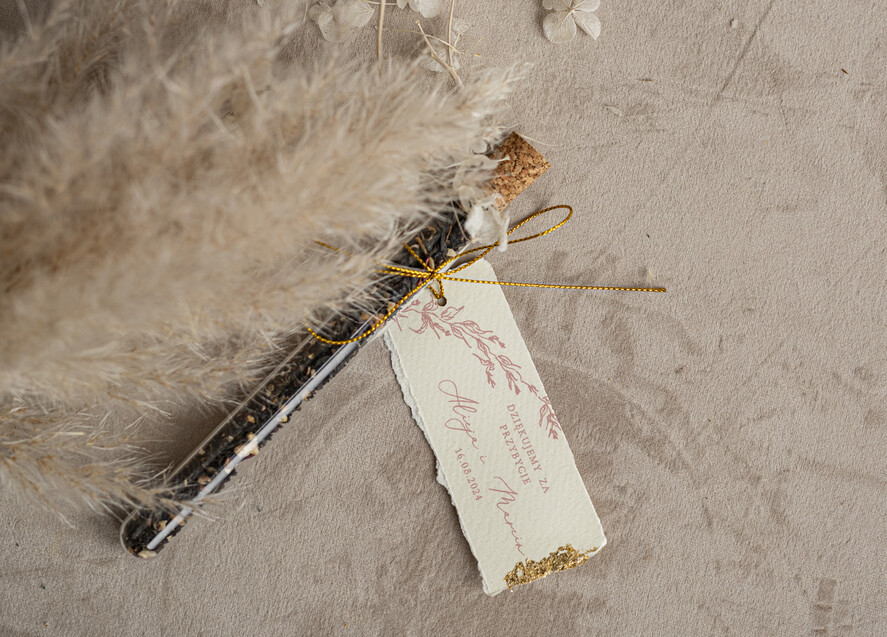 Podziękowania dla Gości Weselnych Fiolki złote podziękowania dla gości, podziękowania dla gości po weselu, piękne podziękowania dla gości herbata, szklana fiolka z herbatką1