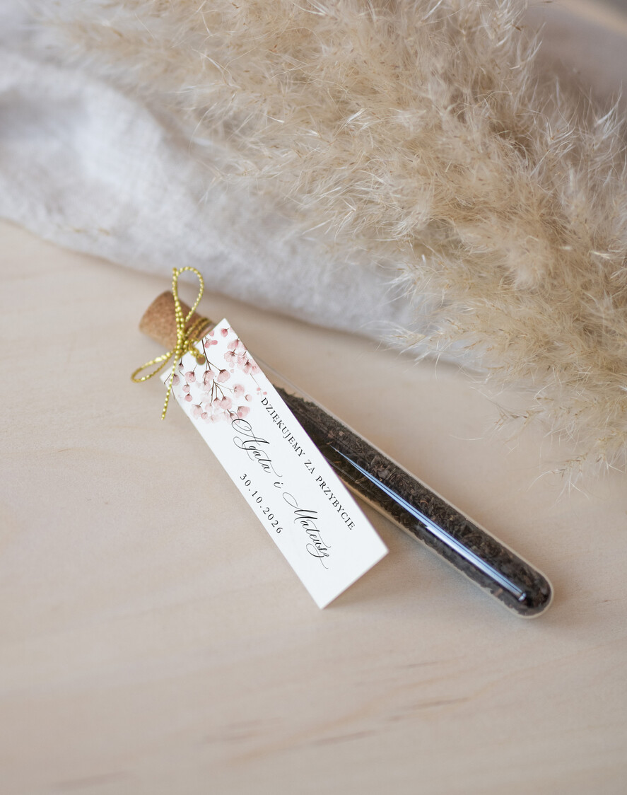 Podziękowania dla Gości Weselnych Fiolki wyjątkowe podziękowanie dla gości weselnych, piękne podziękowania dla gości fiolka z herbata, szklana fiolka z herbatką lub kawą 0