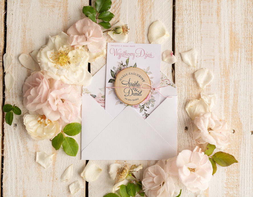 Zmień/Zarezerwuj datę ślubu - save the date botaniczne Zawiadomienia ślubne z magnesem1