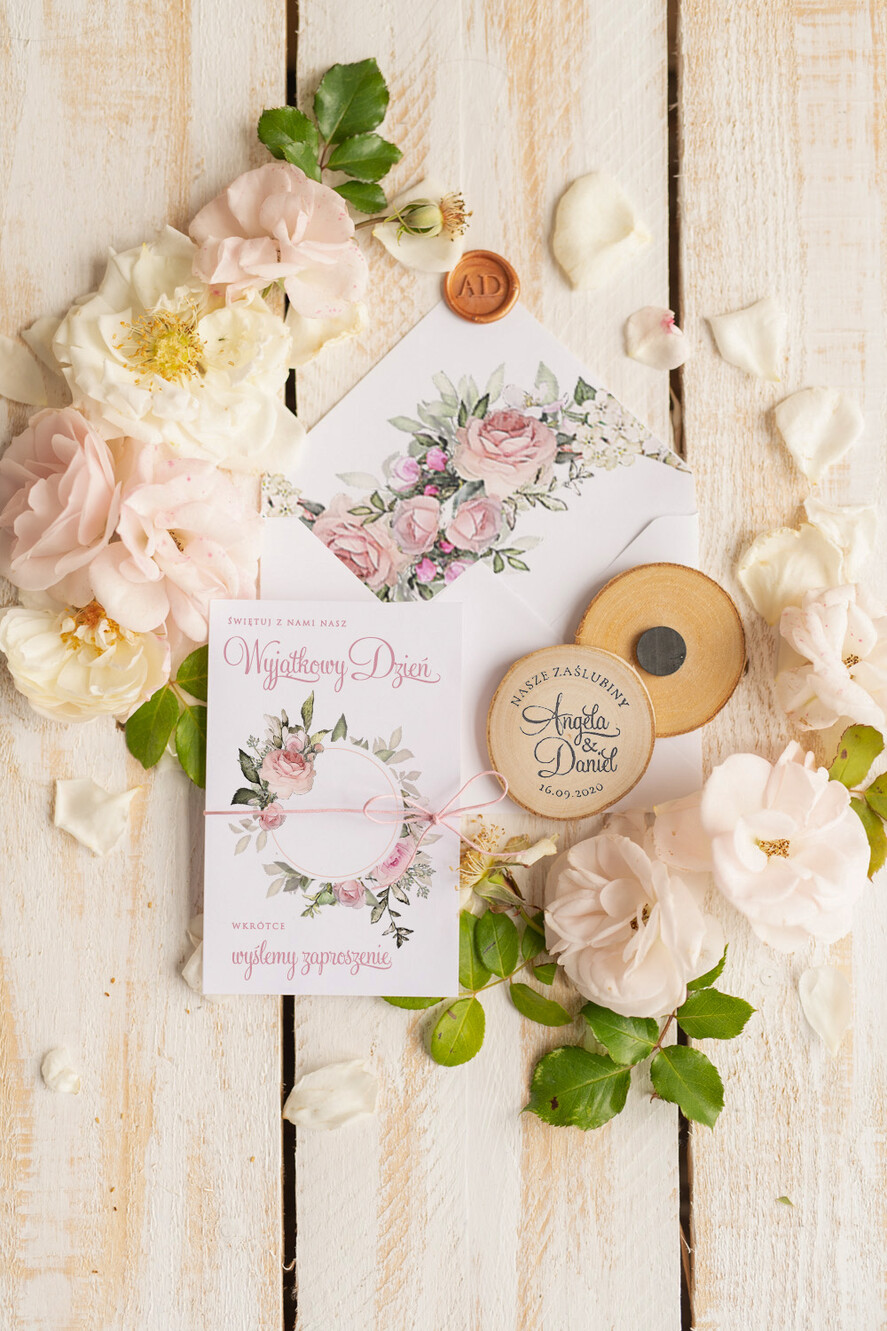 Zmień/Zarezerwuj datę ślubu - save the date botaniczne Zawiadomienia ślubne z magnesem2