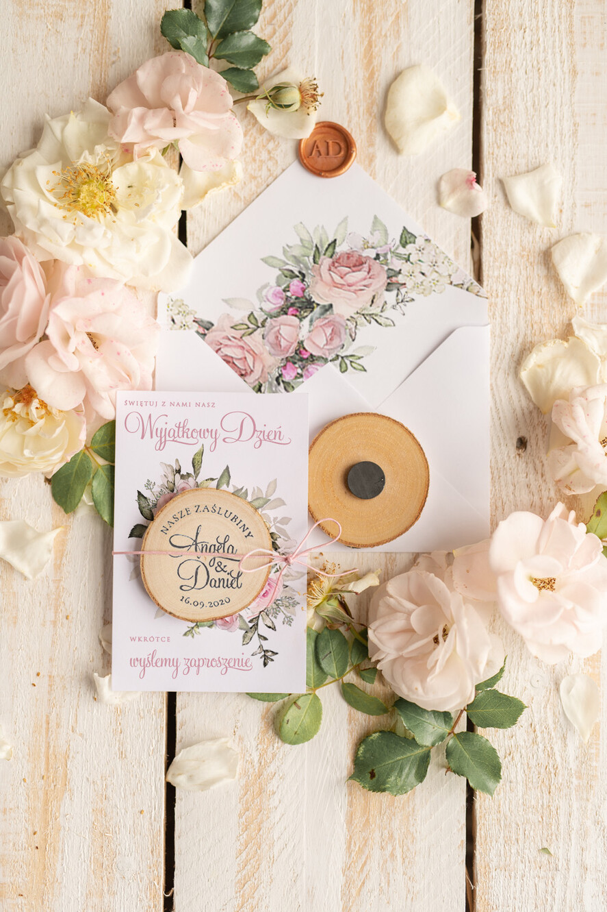 Zmień/Zarezerwuj datę ślubu - save the date botaniczne Zawiadomienia ślubne z magnesem3