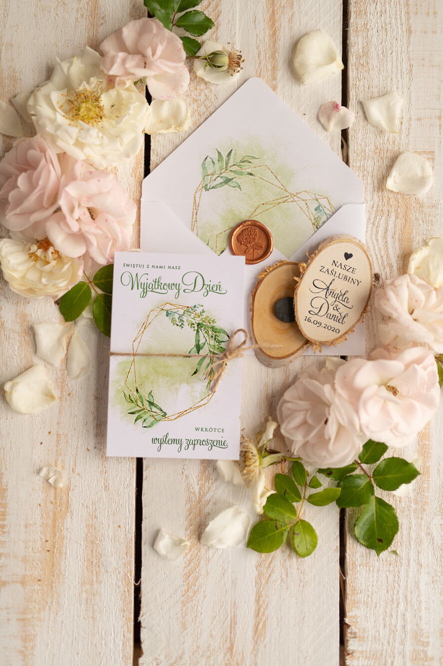 Zmień/Zarezerwuj datę ślubu - save the date botaniczne zawiadomienia ślubne   1