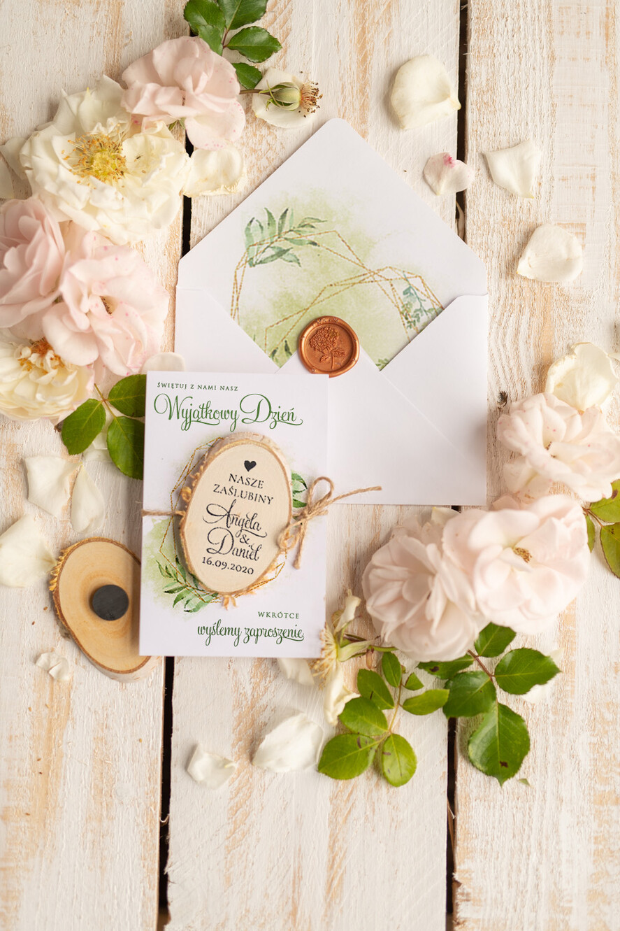 Zmień/Zarezerwuj datę ślubu - save the date botaniczne zawiadomienia ślubne   2