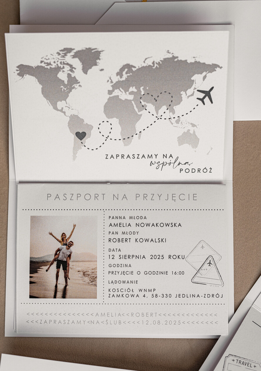Zaproszenia ślubne paszport / podróże Zaproszenia ślubne paszport do miłości, zaproszenia ślubne z motywem podróży, zaproszenia na ślub dla podróżników11