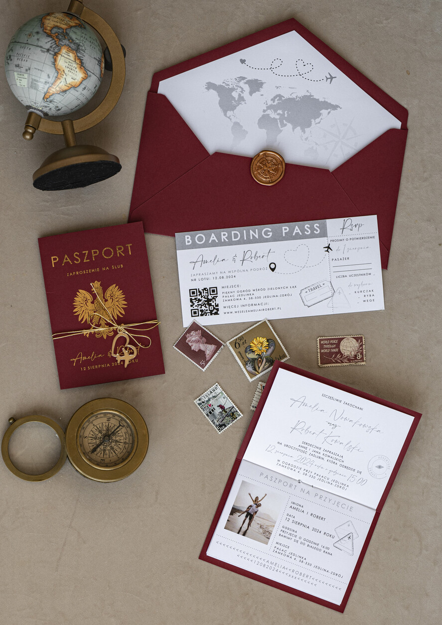 Zaproszenia ślubne paszport / podróże Zaproszenia ślubne paszport do miłości, zaproszenia ślubne z motywem podróży, zaproszenia na ślub dla podróżników6