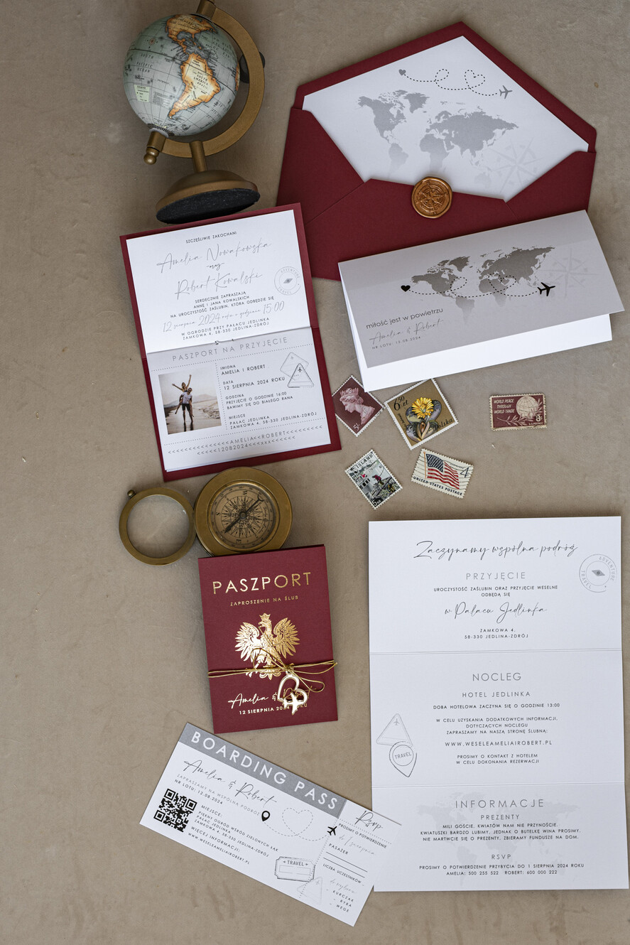 Zaproszenia ślubne paszport / podróże Zaproszenia ślubne paszport do miłości, zaproszenia ślubne z motywem podróży, zaproszenia na ślub dla podróżników7