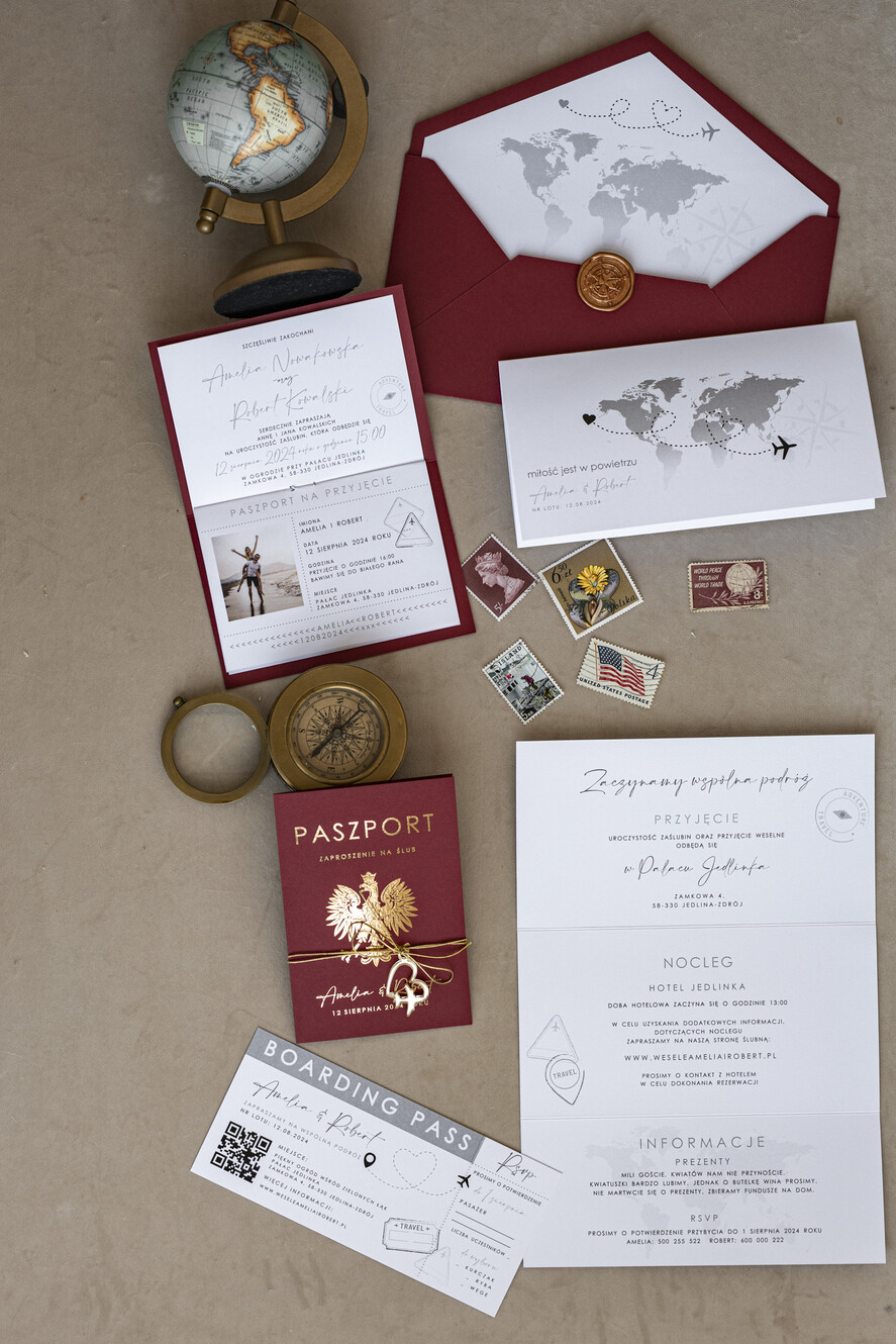 Zaproszenia ślubne paszport / podróże Zaproszenia ślubne paszport do miłości, zaproszenia ślubne z motywem podróży, zaproszenia na ślub dla podróżników8