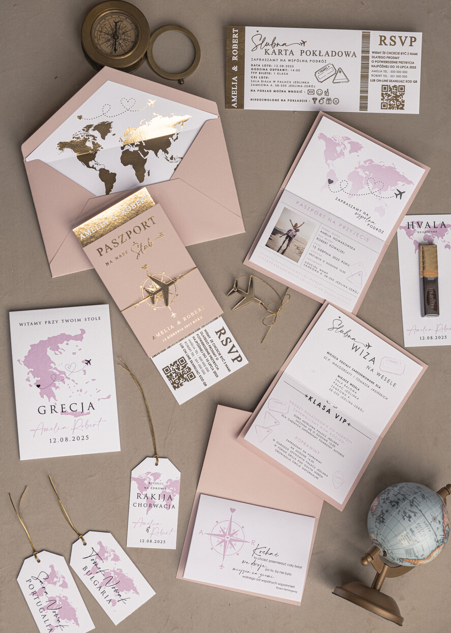 Zaproszenia ślubne paszport / podróże Zaproszenia ślubne paszport do miłości, zaproszenia ślubne z motywem podróży, zaproszenia na ślub dla podróżników20