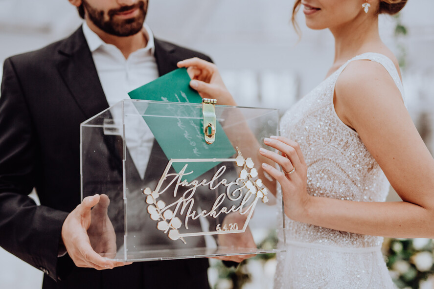 Pudełko na koperty  glamour nowoczesne wyjątkowe przezroczyste pudełko na koperty wesele w stylu glamour0