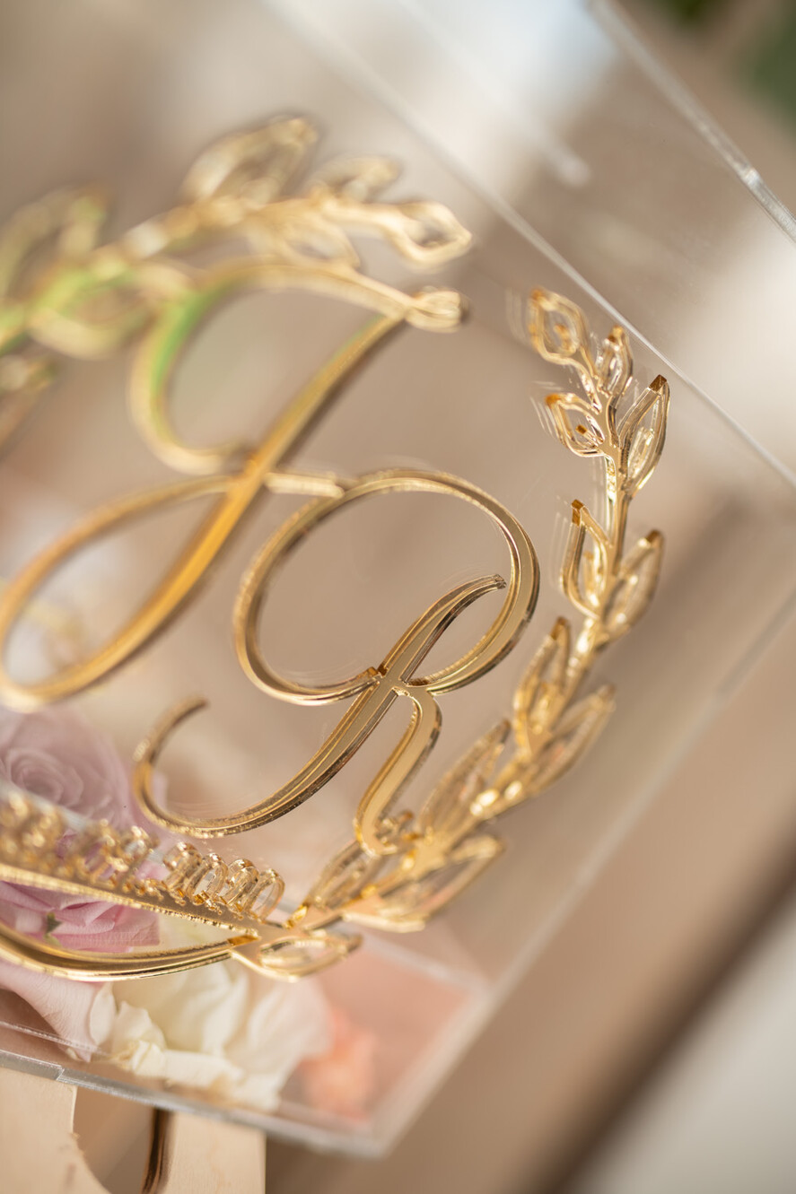 Pudełko na koperty  glamour wyjątkowa skrzynka na koperty z plexi nowoczesne wesele złote litery6