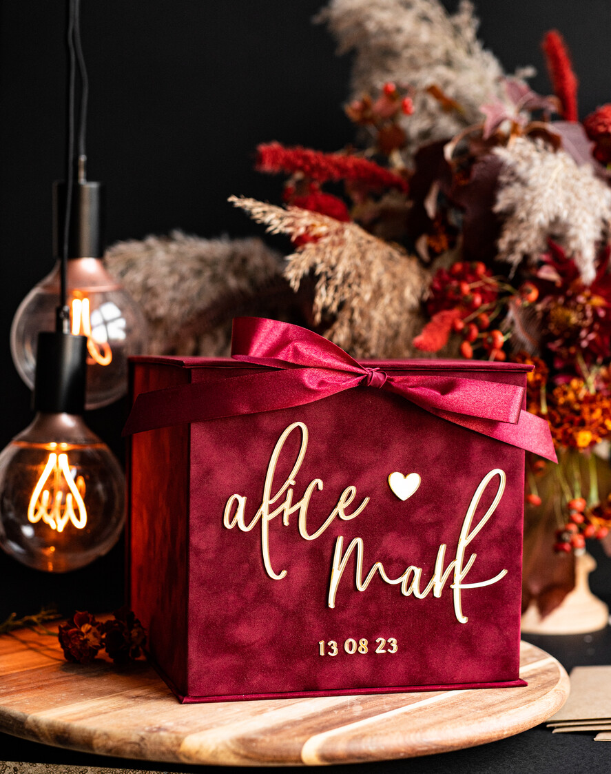 Pudełko na koperty  glamour skrzynka na kopertypomysł na pudełko na pieniądze ślub i wesele, eleganckie pudełko na pieniądze, prezent dla młodej pary kopertówka na pieniądze, welurowe pudełko na koperty 19