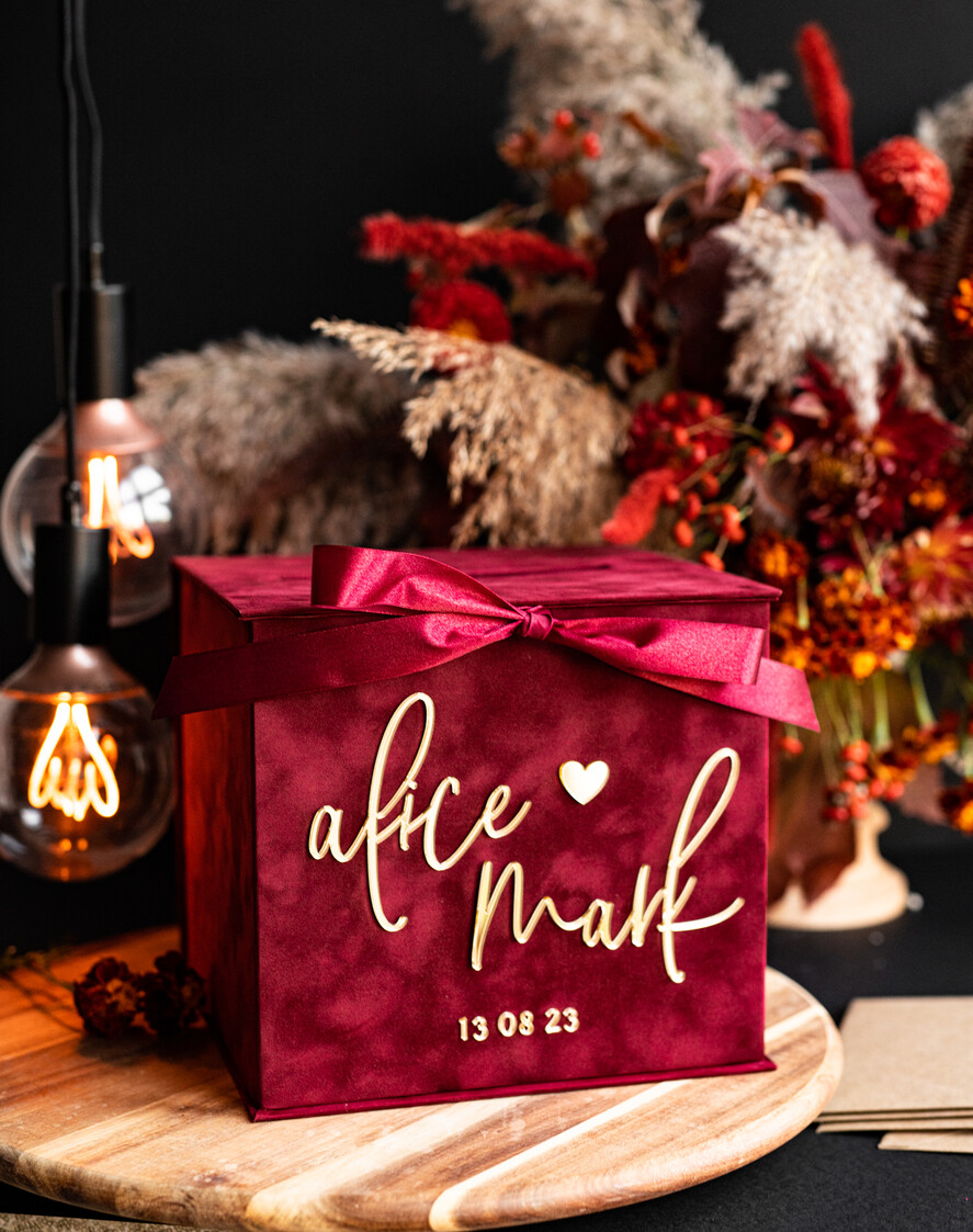 Pudełko na koperty  glamour skrzynka na kopertypomysł na pudełko na pieniądze ślub i wesele, eleganckie pudełko na pieniądze, prezent dla młodej pary kopertówka na pieniądze, welurowe pudełko na koperty 18