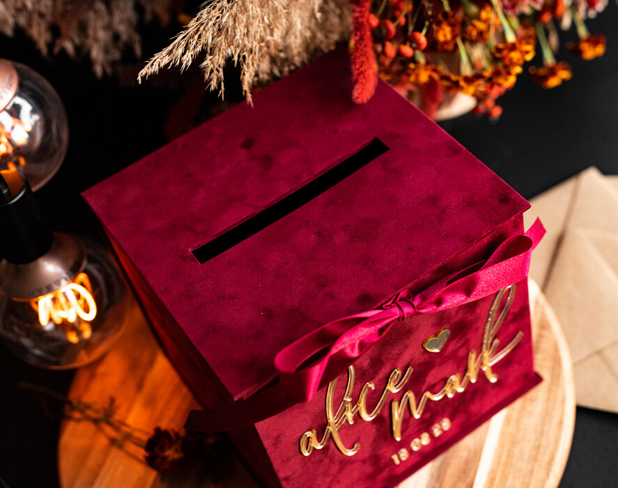 Pudełko na koperty  glamour skrzynka na kopertypomysł na pudełko na pieniądze ślub i wesele, eleganckie pudełko na pieniądze, prezent dla młodej pary kopertówka na pieniądze, welurowe pudełko na koperty 14