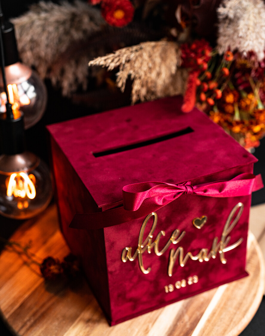 Pudełko na koperty  glamour skrzynka na kopertypomysł na pudełko na pieniądze ślub i wesele, eleganckie pudełko na pieniądze, prezent dla młodej pary kopertówka na pieniądze, welurowe pudełko na koperty 8