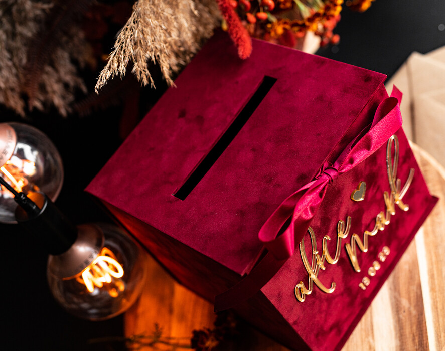 Pudełko na koperty  glamour skrzynka na kopertypomysł na pudełko na pieniądze ślub i wesele, eleganckie pudełko na pieniądze, prezent dla młodej pary kopertówka na pieniądze, welurowe pudełko na koperty 10