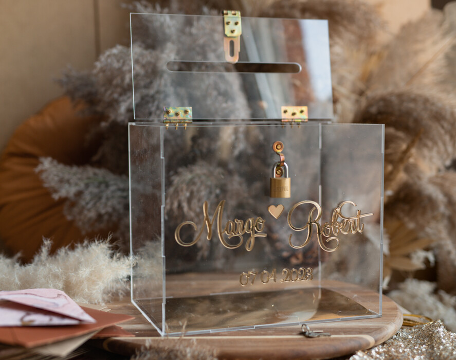 Pudełko na koperty  glamour akrylowa kopertówka na koperty, pudełko na koperty przezroczyste z pleksy, pomysł na pudełko na koperty na weselu, akrylowe pudełko na koperty  1