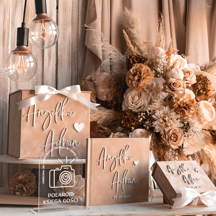 Pudełko na koperty  glamour Zestaw na ślub kopertówka księga wpisów gości, welurowy zestaw na pamiątkę ze ślubu, welurowe pudełko na pieniądze, pamiatkowa ksiega wpisow gosci0