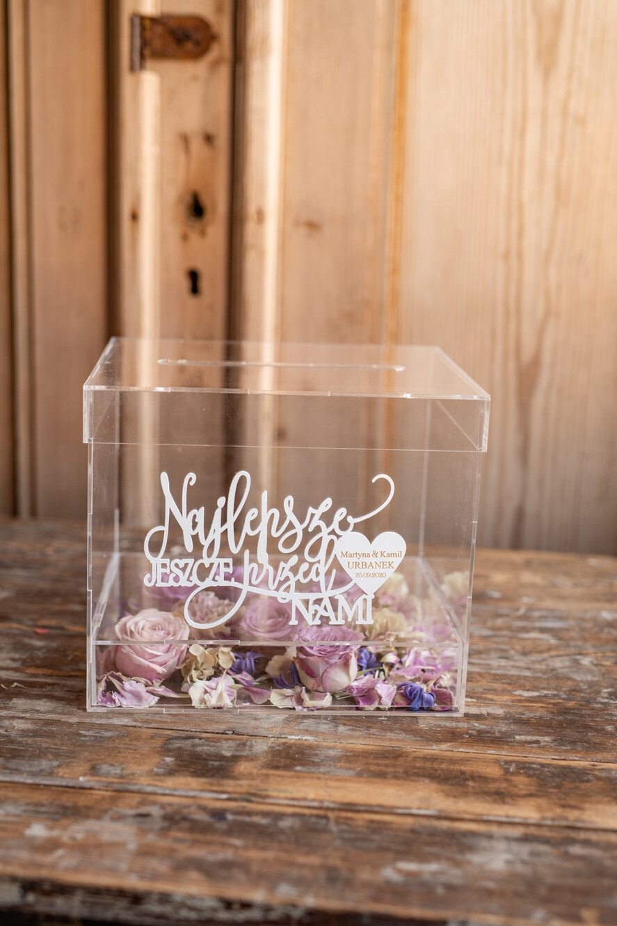Pudełko na koperty  glamour przezroczyste pudełko na koperty z akrylu wesele glamour13