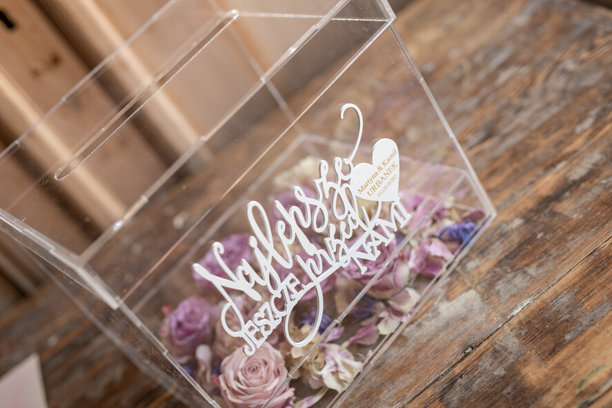 Pudełko na koperty  glamour przezroczyste pudełko na koperty z akrylu wesele glamour5