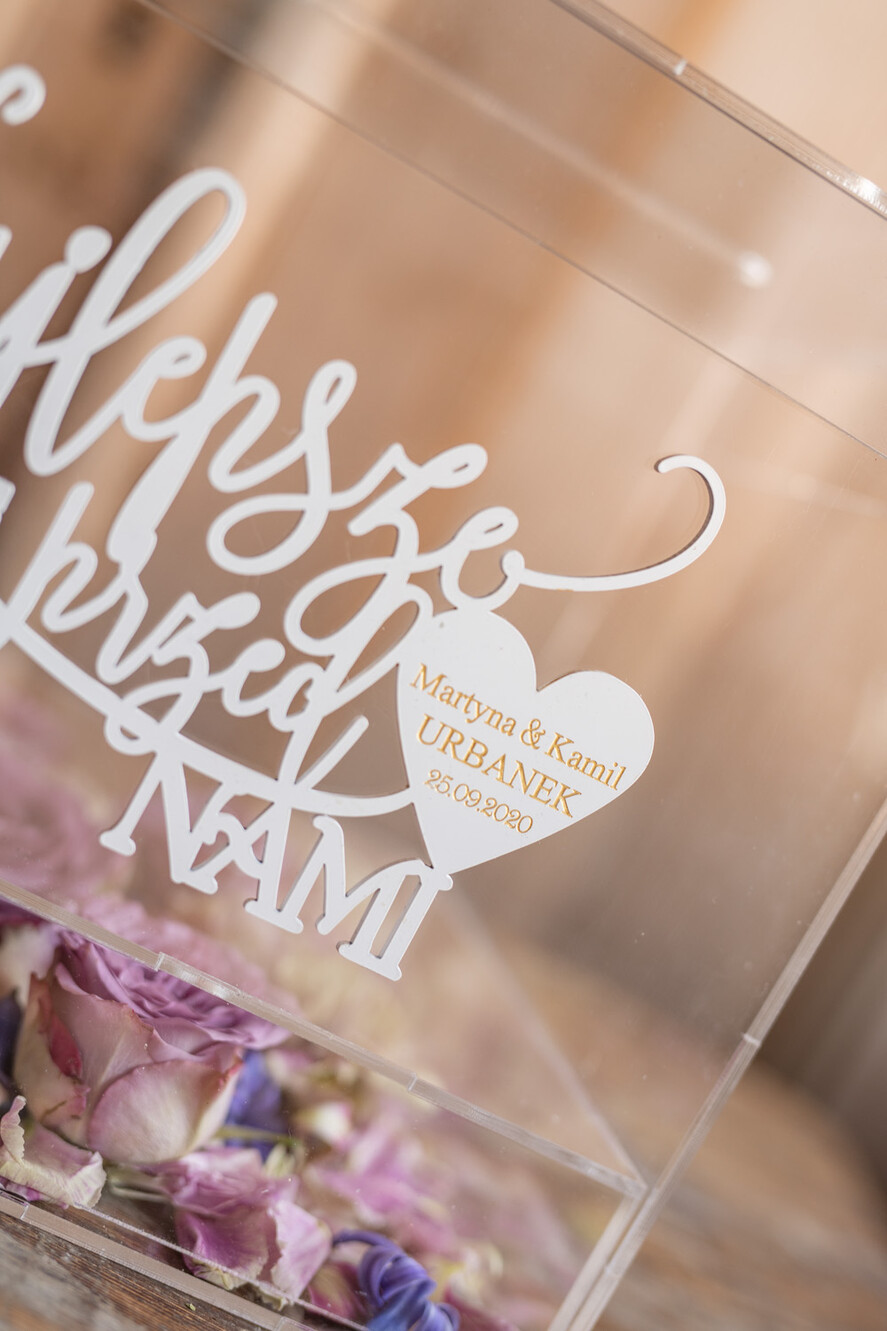 Pudełko na koperty  glamour przezroczyste pudełko na koperty z akrylu wesele glamour7