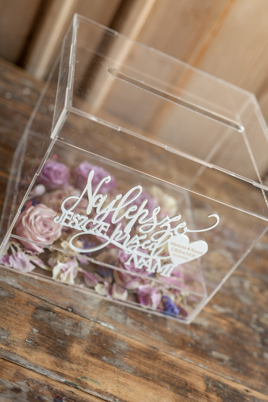 Pudełko na koperty  glamour przezroczyste pudełko na koperty z akrylu wesele glamour9