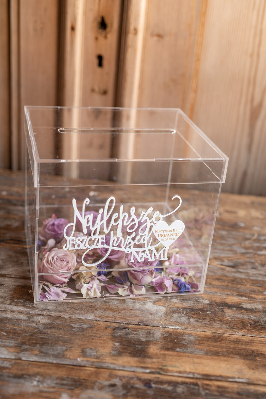 Pudełko na koperty  glamour przezroczyste pudełko na koperty z akrylu wesele glamour0