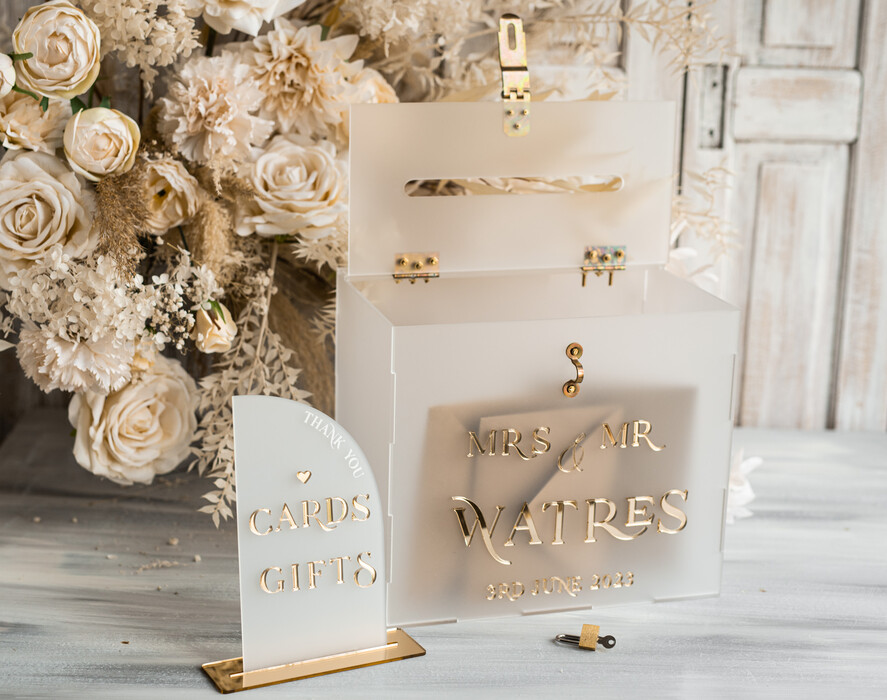 Pudełko na koperty  glamour satynowa kopertówka ze złotymi napisami, kopertówka z tabliczką, pudełko na koperty na weselu, kopertówka glamour, pudełko na kopety glamour5