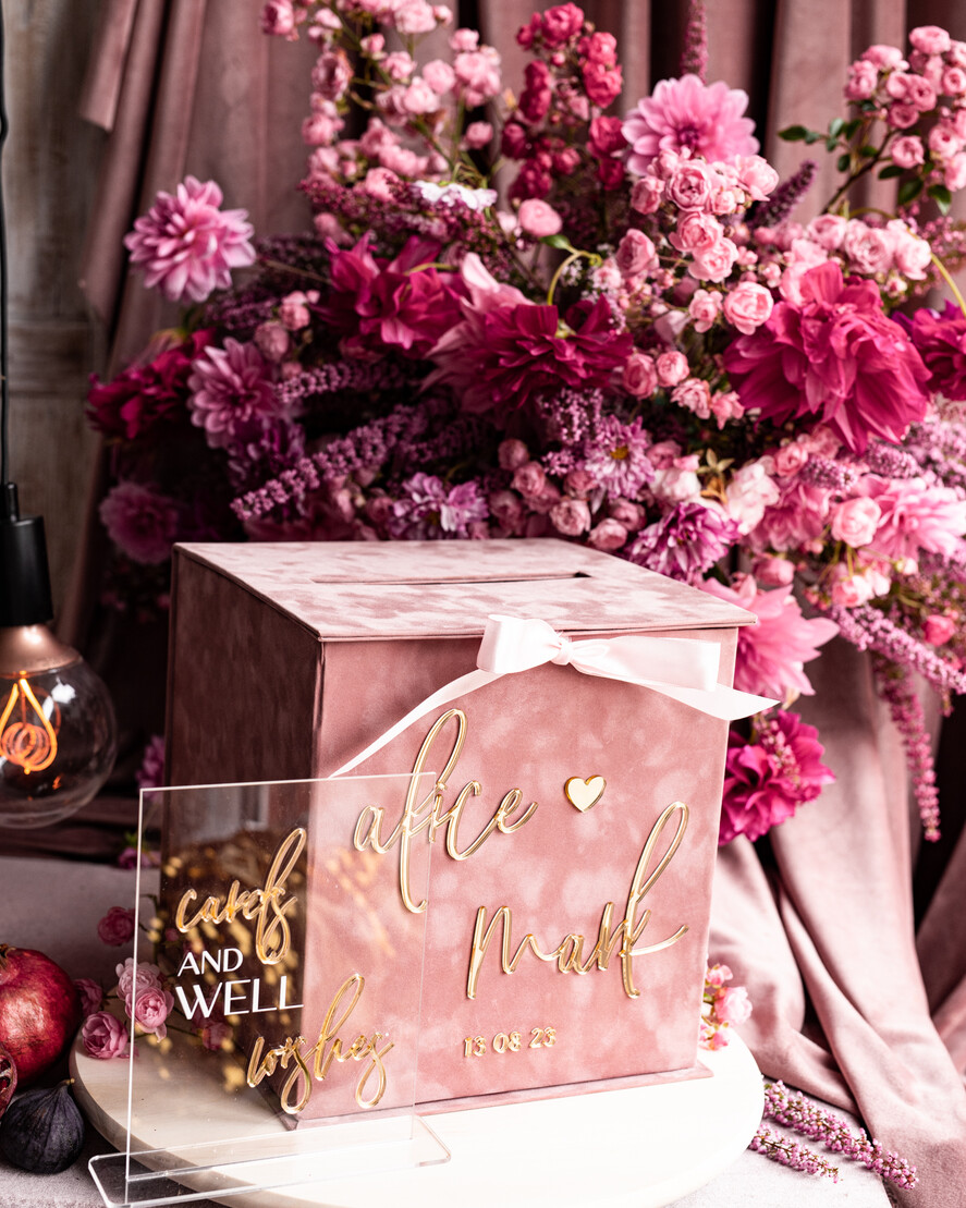 Pudełko na koperty  glamour eleganckie welurowe pudełko na pieniądze pomysł na pudełko na pieniądze ślub i wesele, eleganckie pudełko na pieniądze, prezent dla młodej pary kopertówka 3