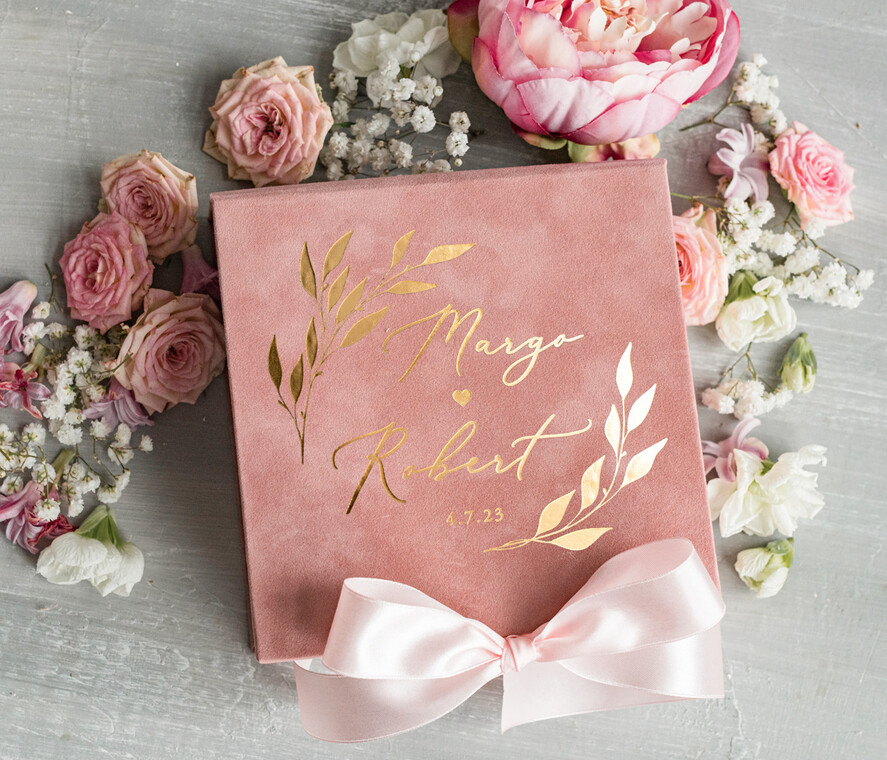 Pudełka Szkatułki na Obrączki glamour złote welurowe pudełeczko do podawania obrączek ślubnych wasze imiona i data, eleganckie ręcznie robione pudełko na obrączki, wesele glamour, welurowe pudelko 8