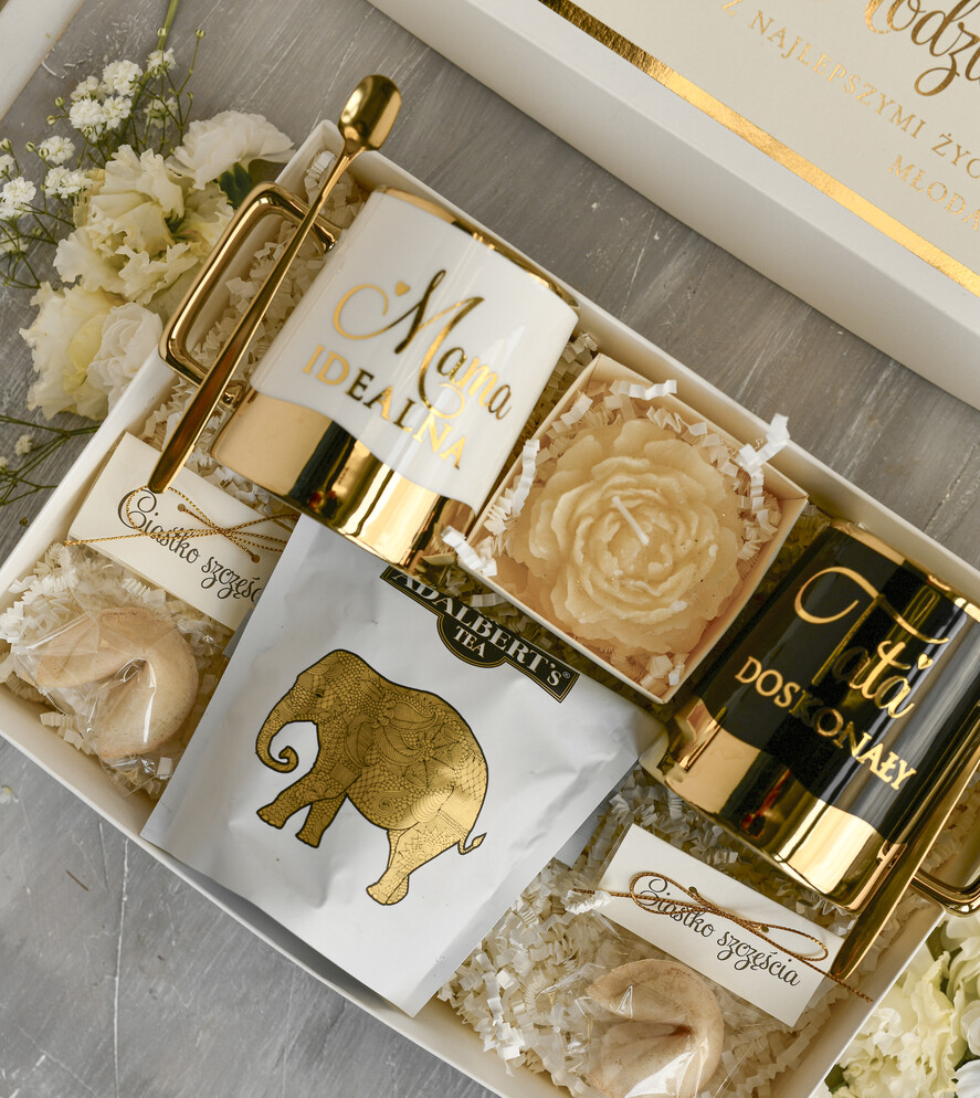 Prezenty, Podziękowania dla Rodziców zestawy prezentowe kubki filiżanki Ślubne Podziękowania dla Rodziców, zestaw prezentowy kubki dla Rodziców od Młodej Pary, Box presonalizowana statuetka podziękowania 4