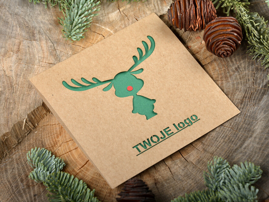Kartki świąteczne z logo firmy laserowe Kartki Bożonarodzeniowe z Logo Twojej Firmy, karnety bożonarodzeniowe ciete laserem1