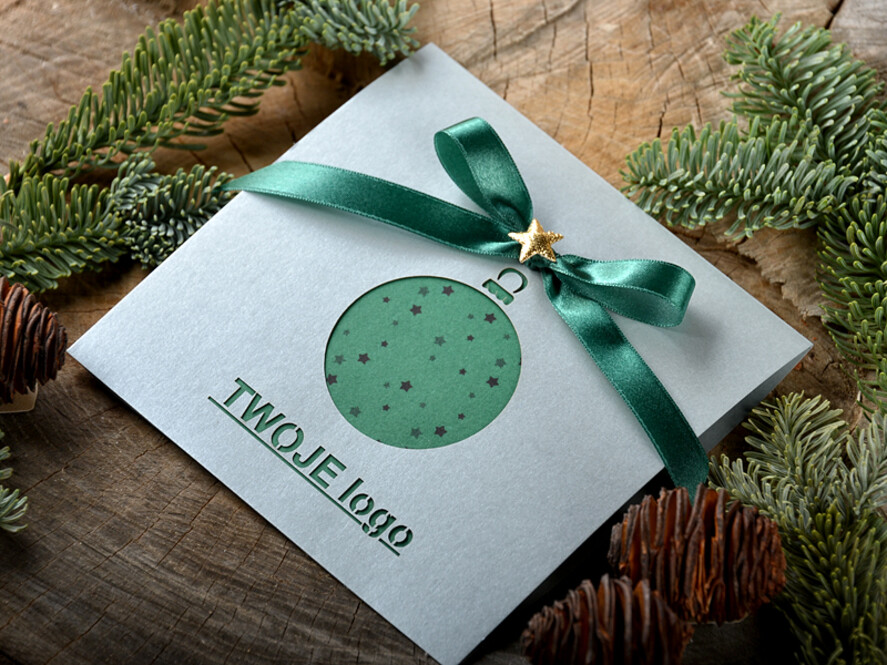Kartki świąteczne z logo firmy laserowe kartki świąteczne dla firm z logo, karnety bożonarodzeniowe cięte laserem1