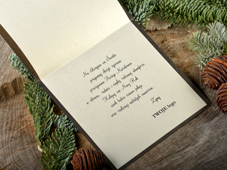 Kartki świąteczne z logo firmy laserowe biznesowe kartki świąteczne z logo, perłowe kartki wycinane laserowo1