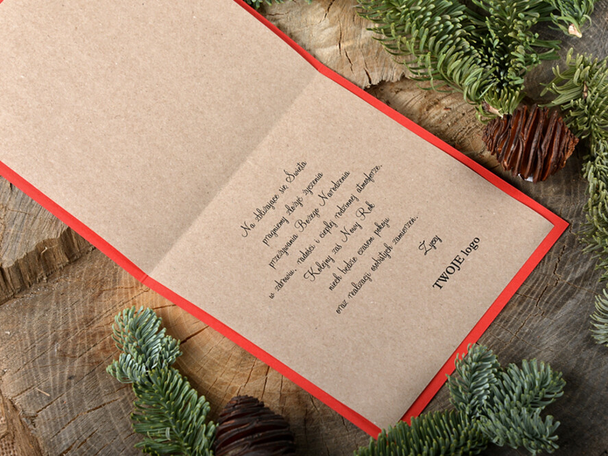 Kartki świąteczne z logo firmy laserowe kartka swiateczna z logo twojej firmy, karnety bożonarodzeniowe ciete laserem3