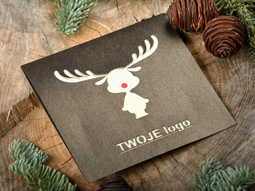 Kartki świąteczne z logo firmy laserowe kartka świąteczna dla firmy z logo, karnety bożonarodzeniowe cięte laserem1