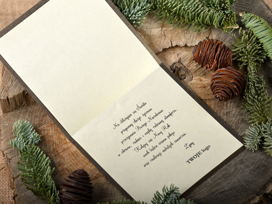 Kartki świąteczne z logo firmy laserowe kartka świąteczna dla firmy z logo, karnety bożonarodzeniowe cięte laserem3