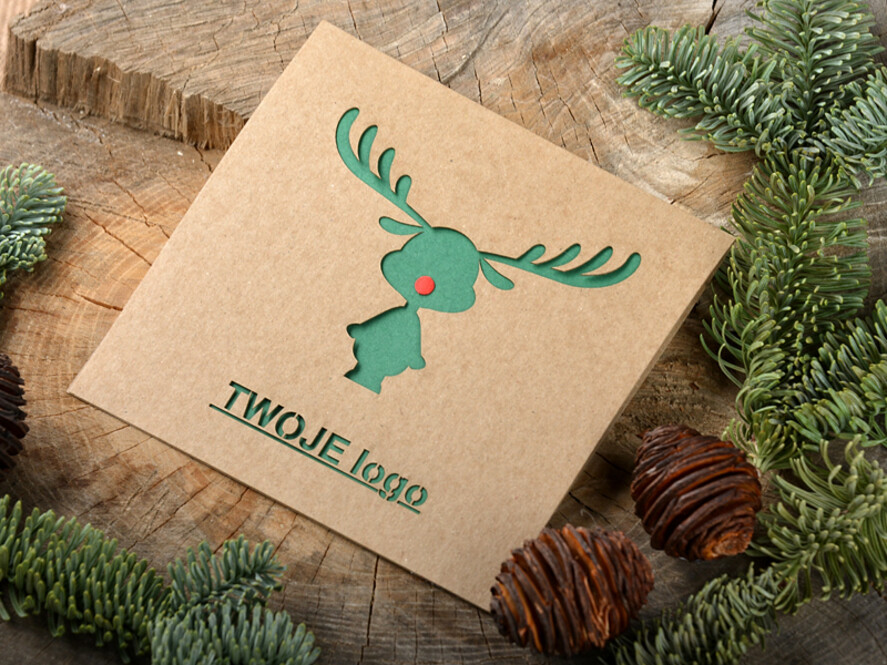 Kartki świąteczne z logo firmy laserowe kartka świąteczna z logo waszej firmy, karnety bożonarodzeniowe ciete laserem1