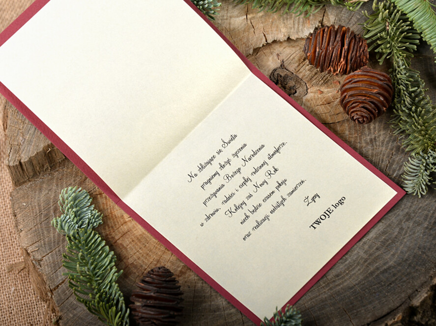 Kartki świąteczne z logo firmy laserowe firmowe kartki świąteczne z logo twojej firmy, laserowo wycinane karnety bożonarodzeniowe2