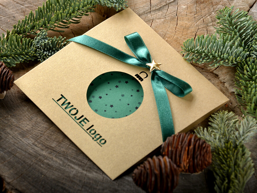 Kartki świąteczne z logo firmy laserowe biznesowe kartki świąteczne z Twoim logo, karnety bożonarodzeniowe ciete laserem1