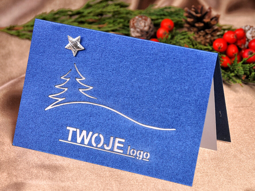 Kartki świąteczne z logo firmy laserowe kartka swiateczna z twoim logo, laserowe karnety bożonarodzeniowe1